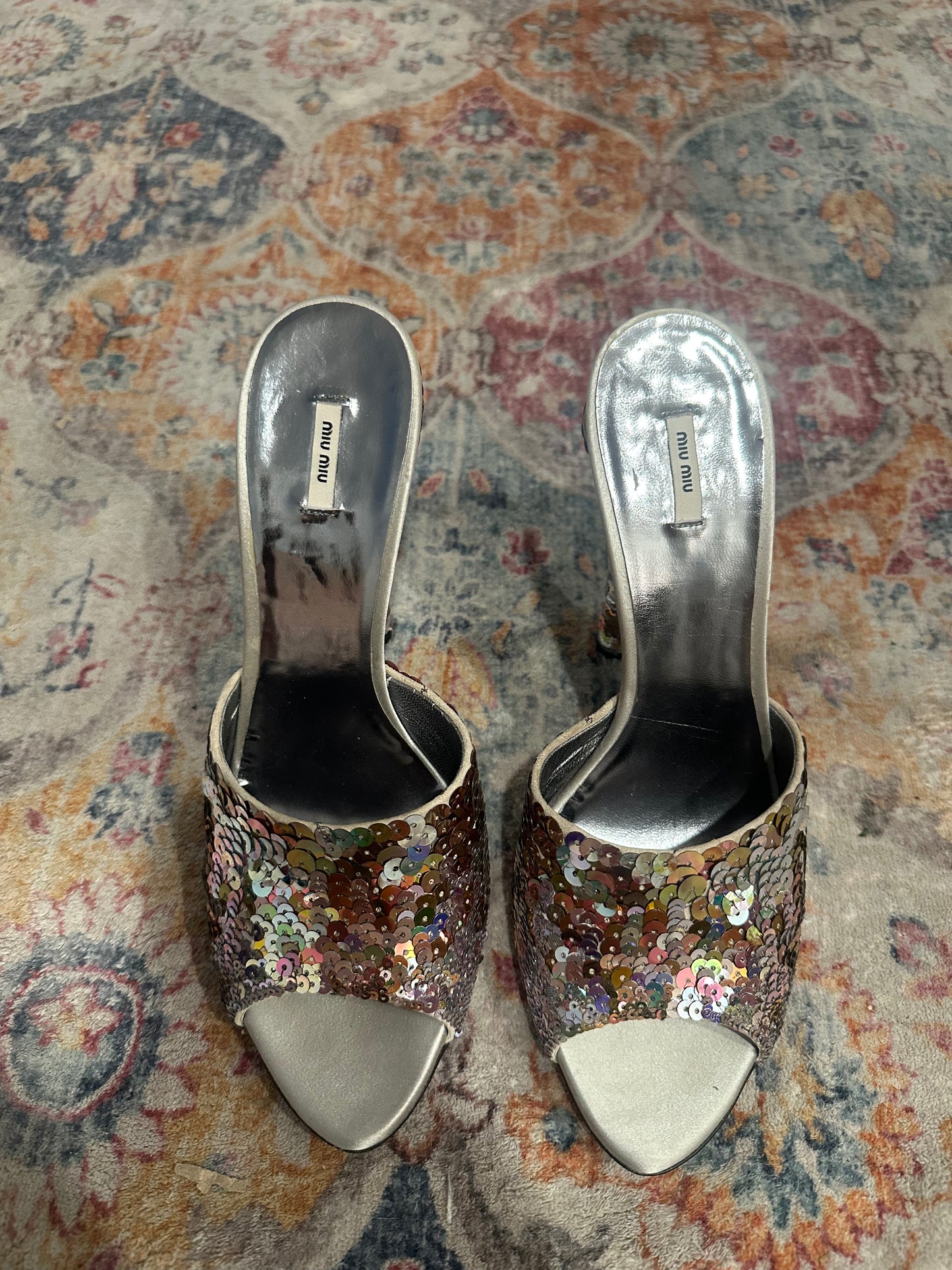 Miu Miu Multicolor Sequin Mules Size 39