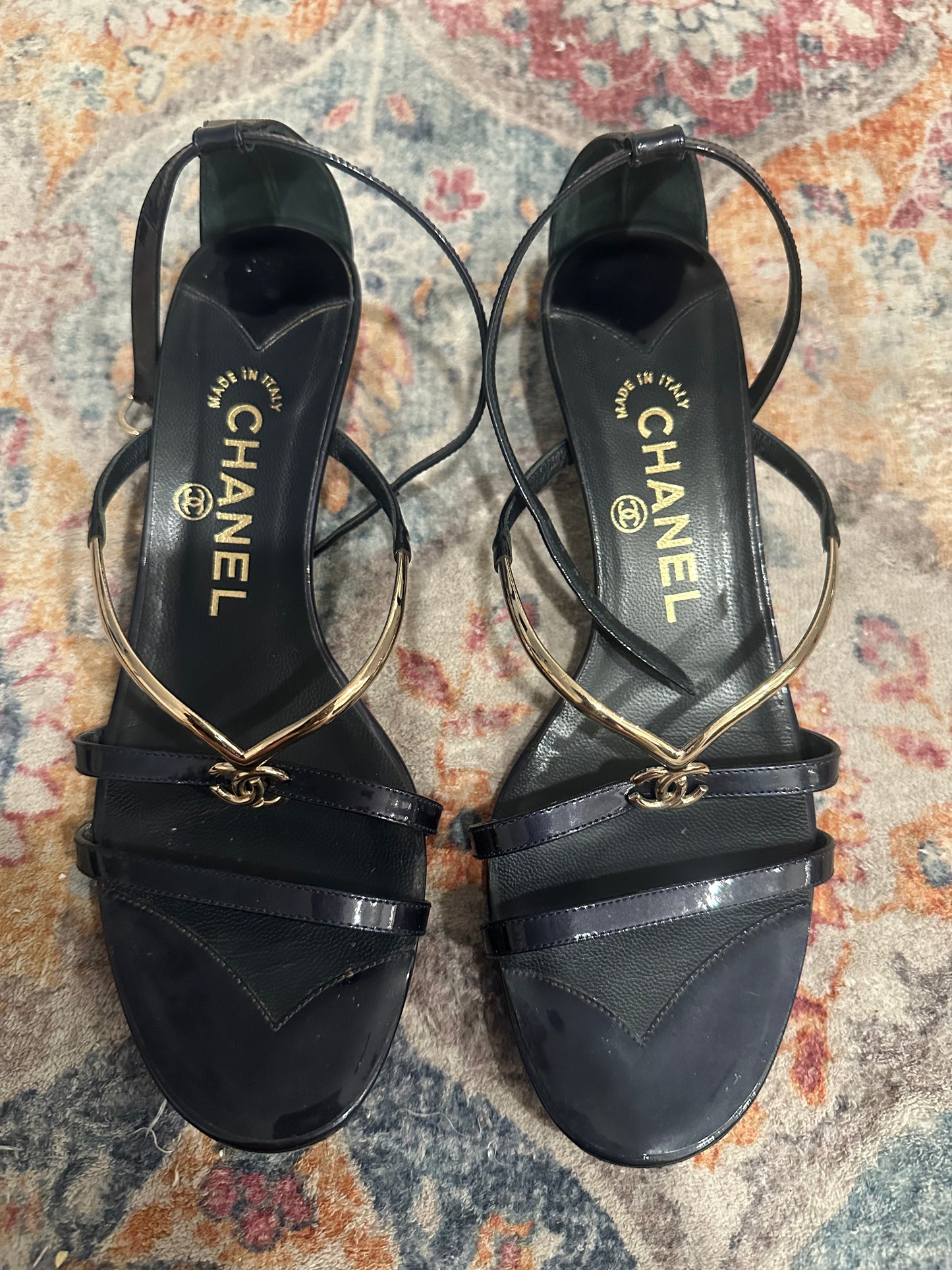 Chanel Kitten Heel Sandals Size 36