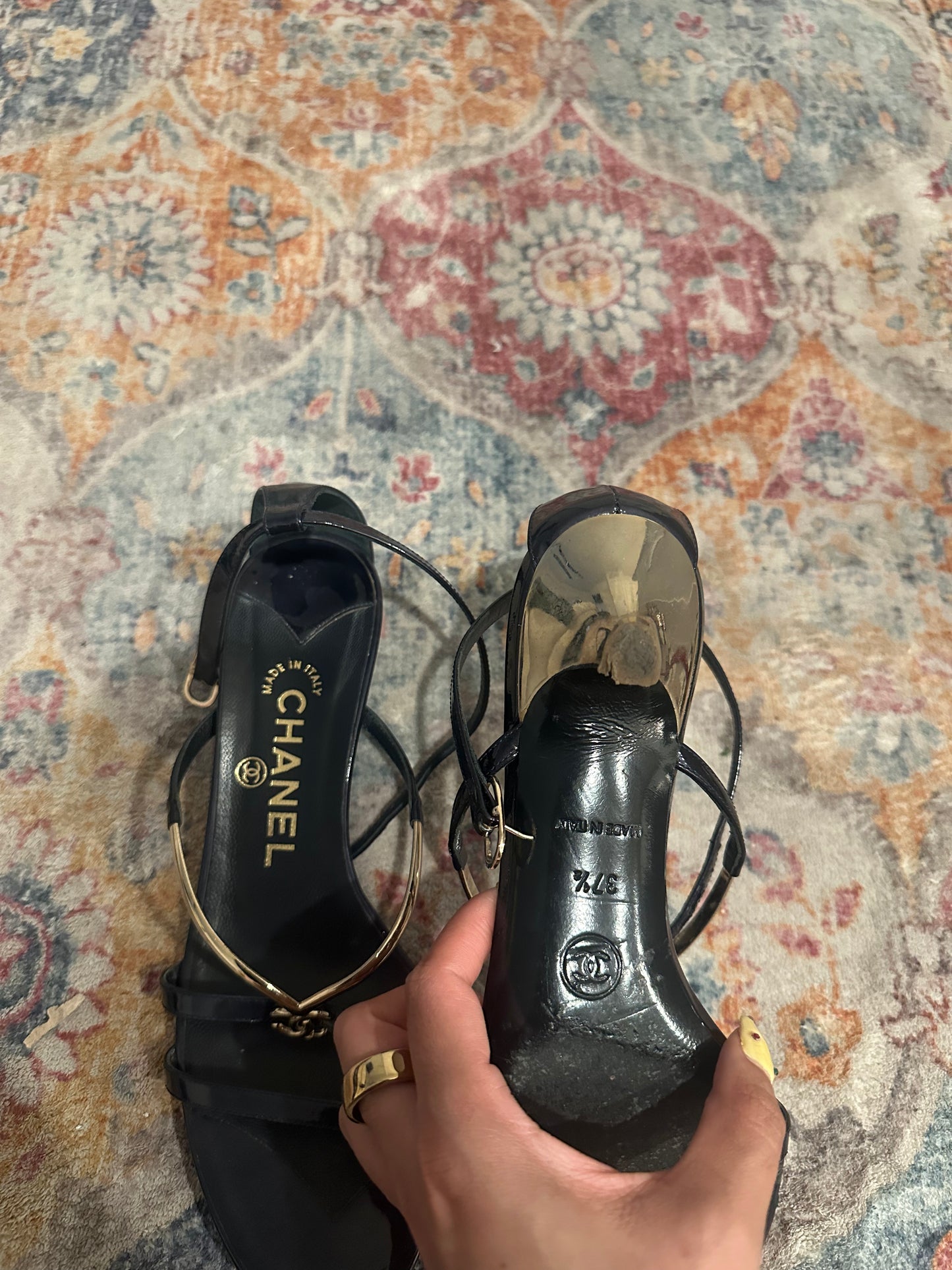 Chanel Kitten Heel Sandals Size 36