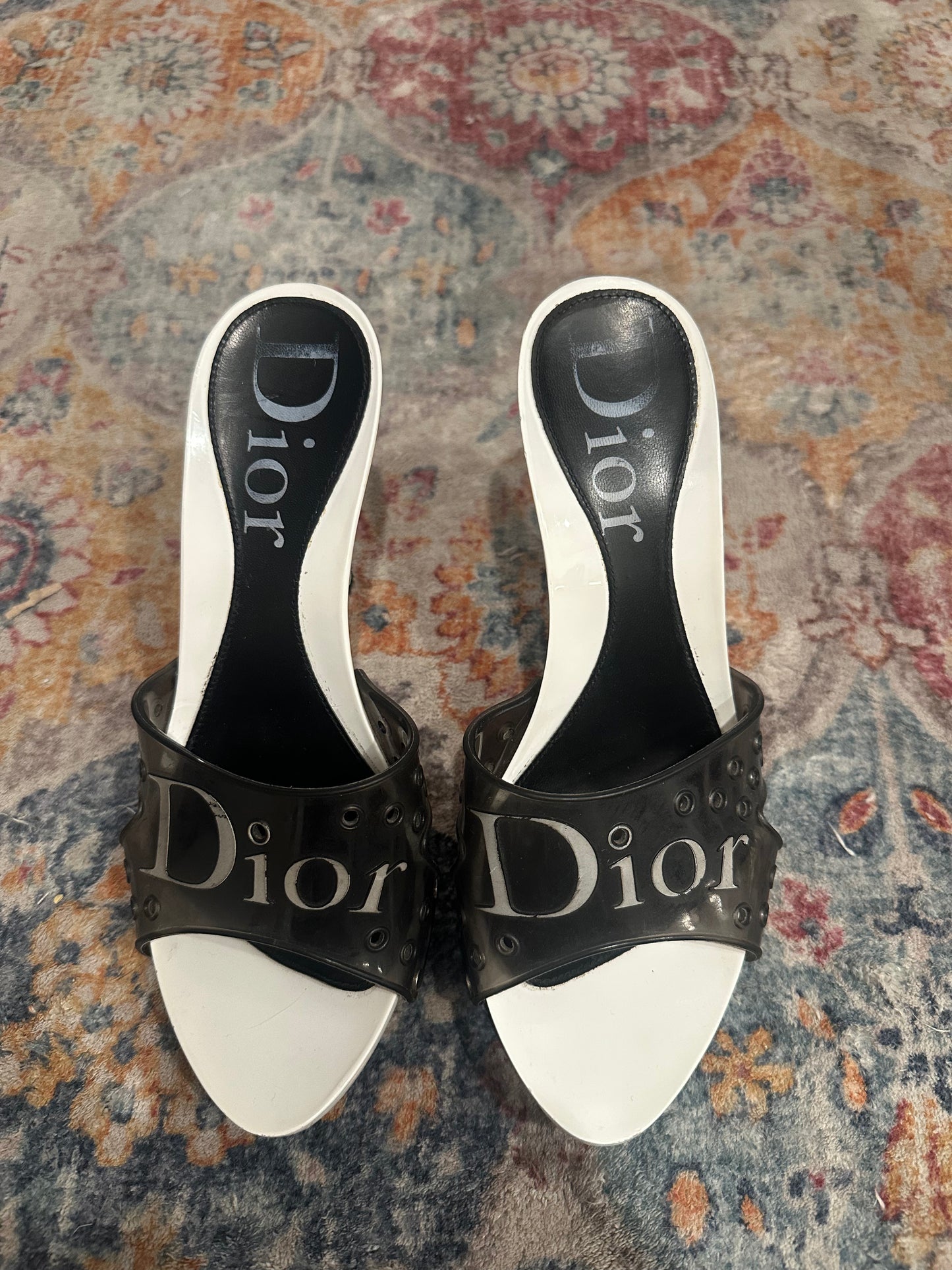 Dior Black and White Jelly Mules Size 36