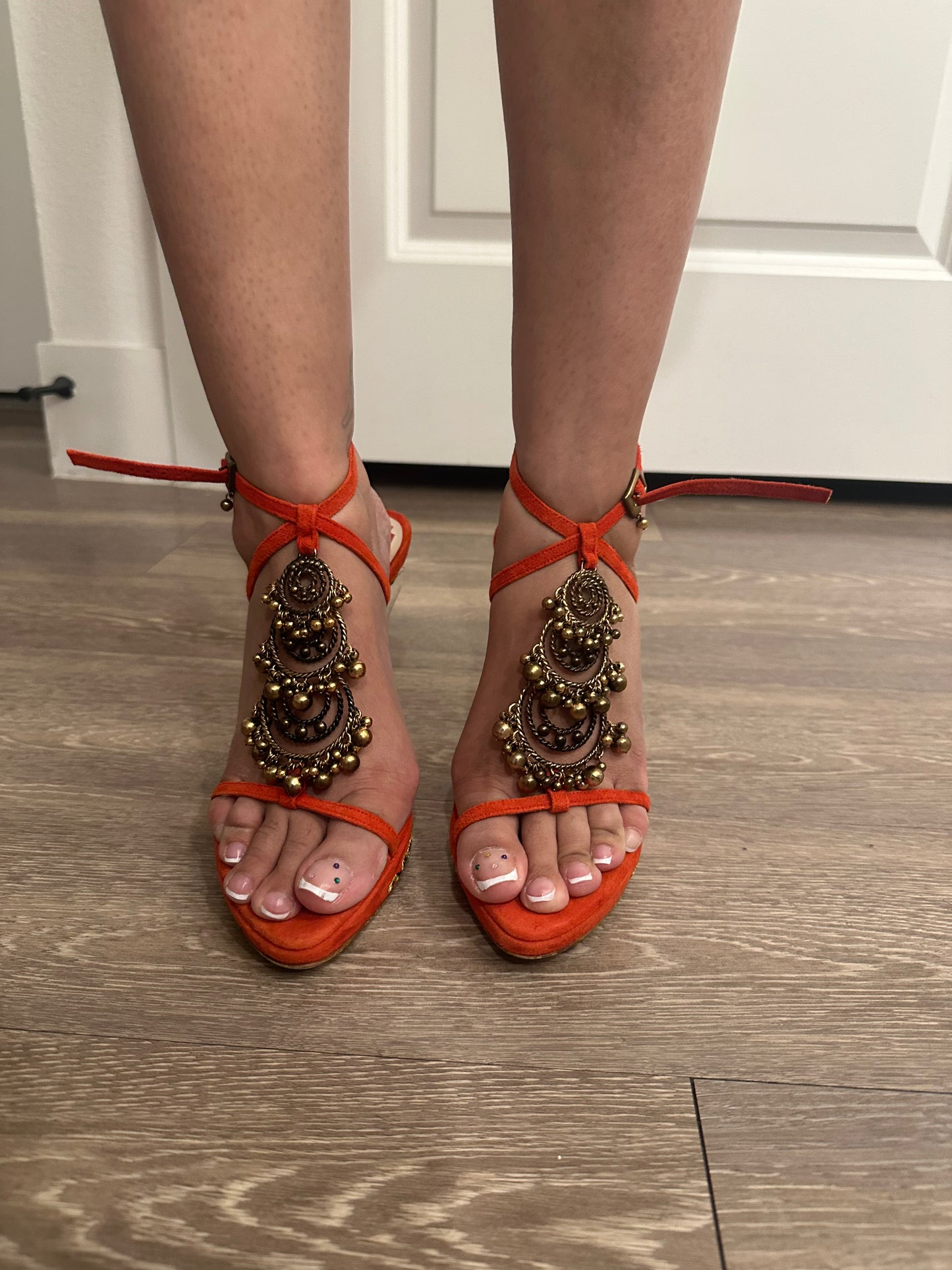 Dior Red Suede Jewel Heel Size 36.5