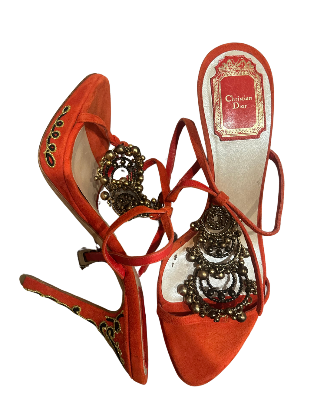 Dior Red Suede Jewel Heel Size 36.5