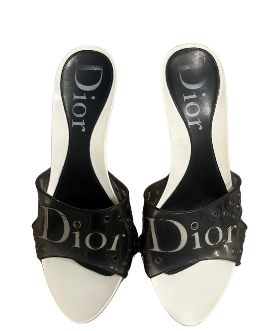 Dior Black and White Jelly Mules Size 36
