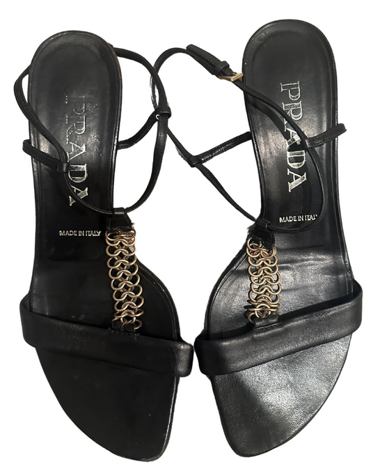 Prada Silver Jewel Kitten Heel Size 36