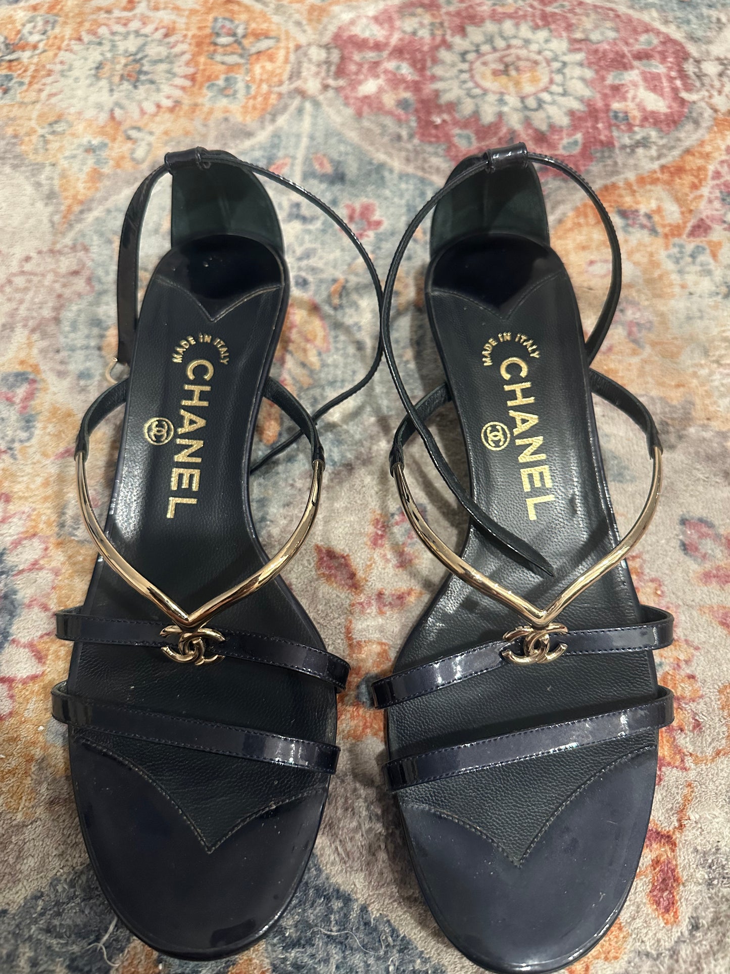 Chanel Kitten Heel Sandals Size 36