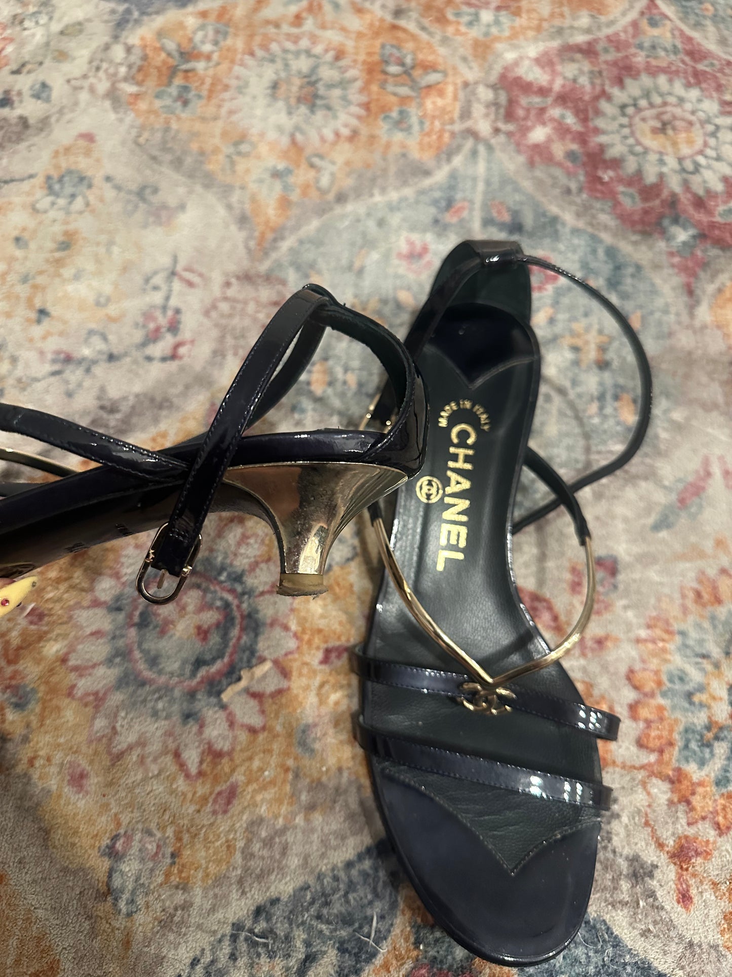 Chanel Kitten Heel Sandals Size 36
