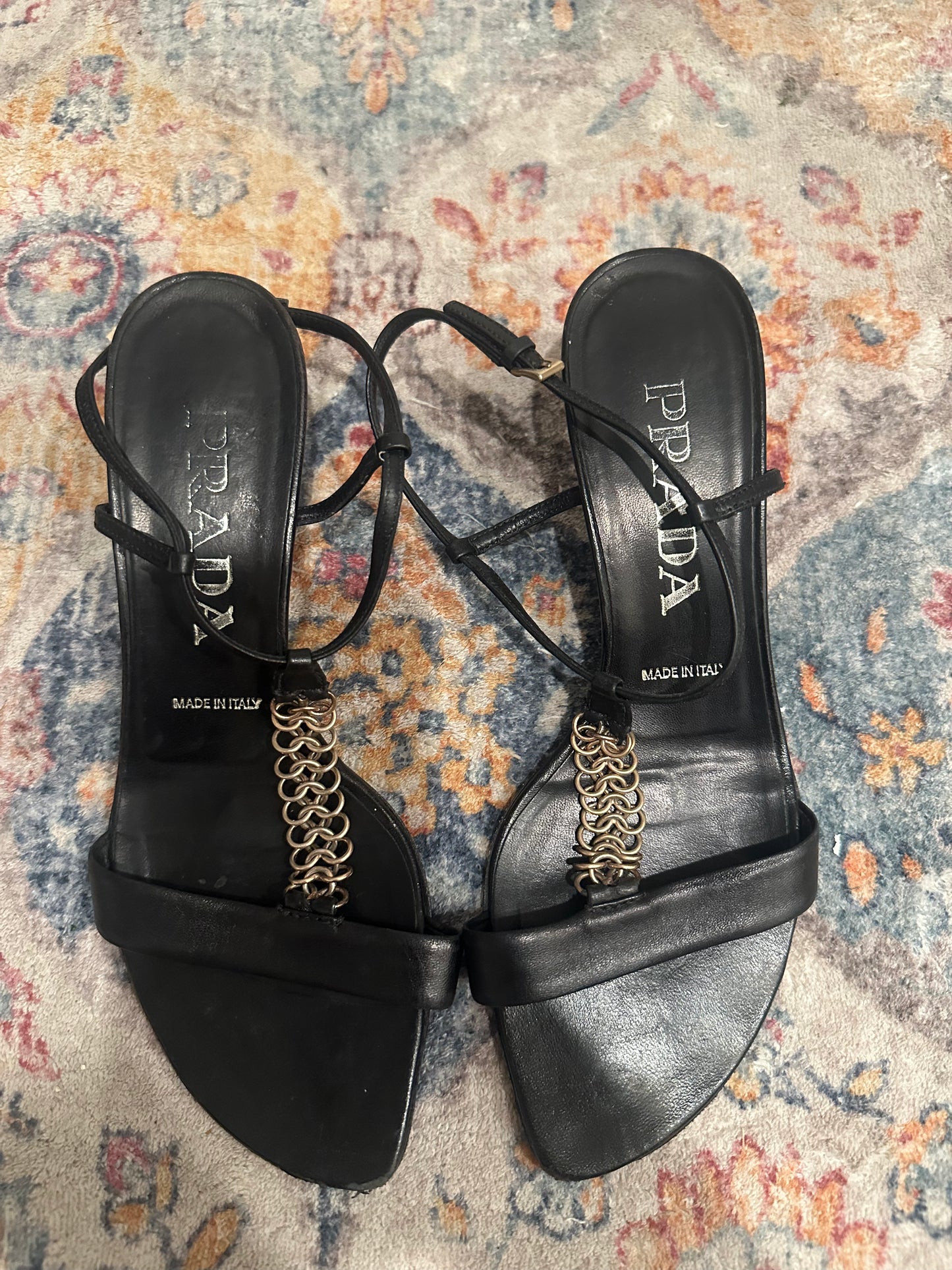 Prada Silver Jewel Kitten Heel Size 36