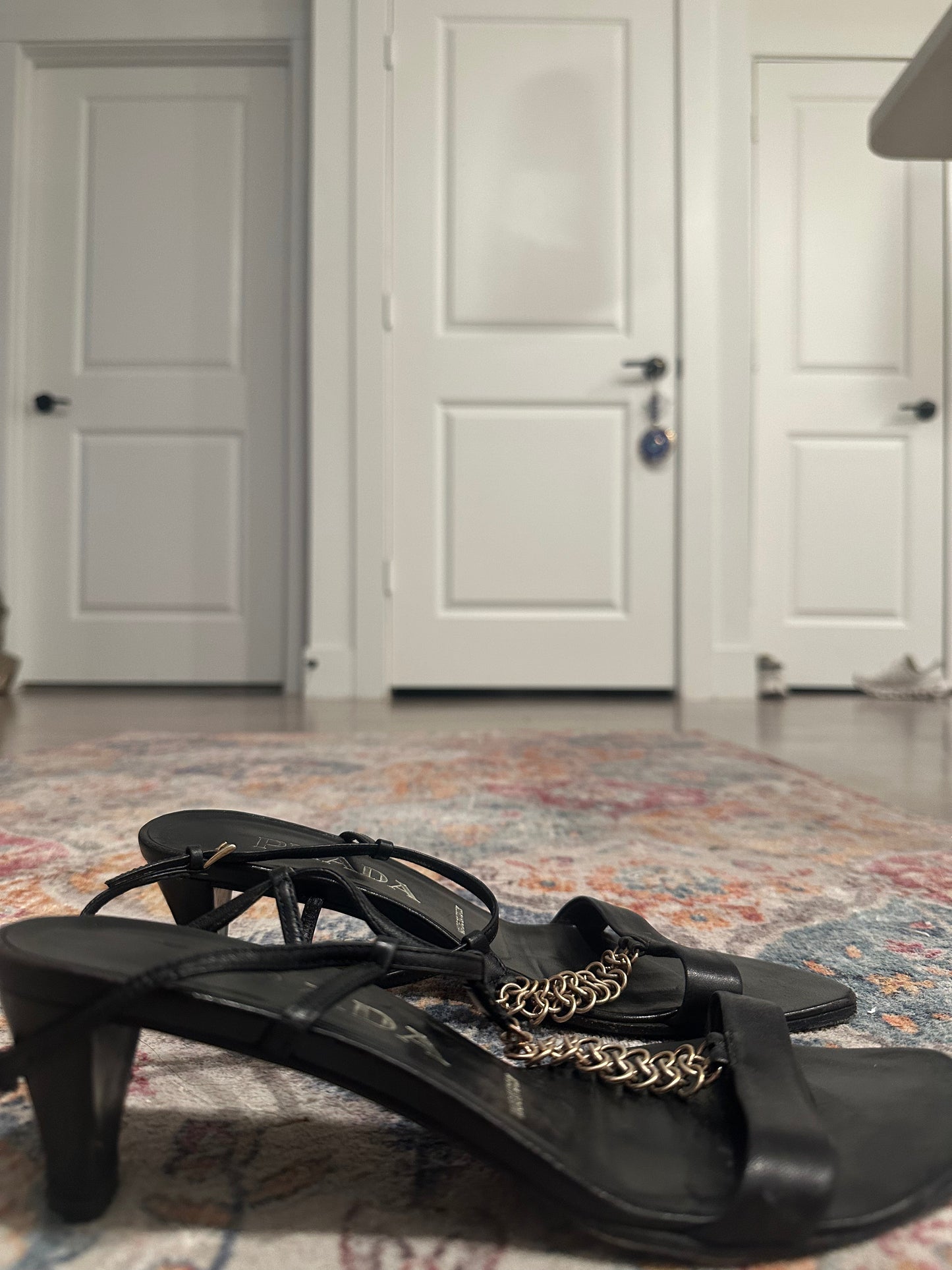 Prada Silver Jewel Kitten Heel Size 36