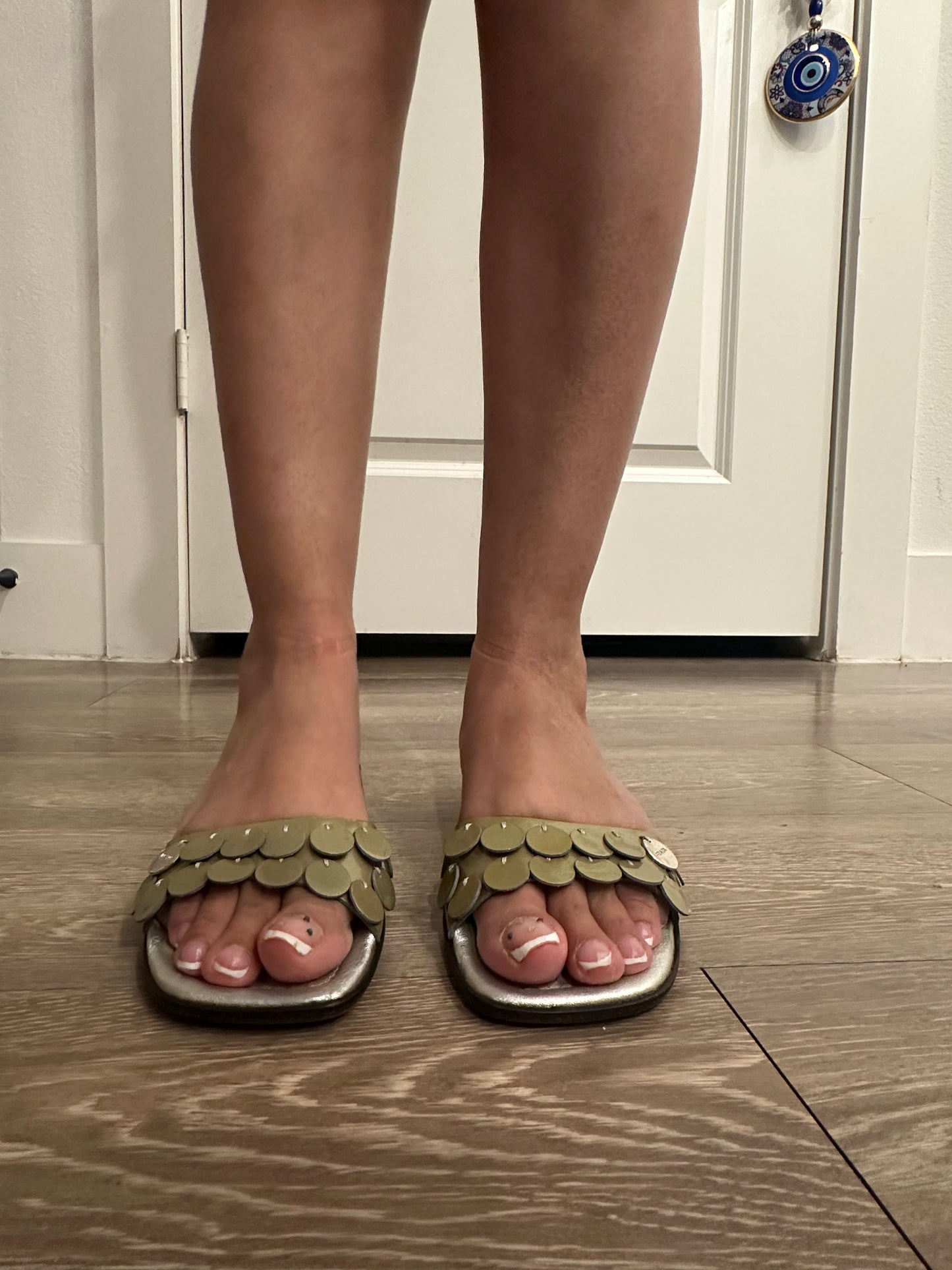 Prada Green Sequin Sandals Size 35