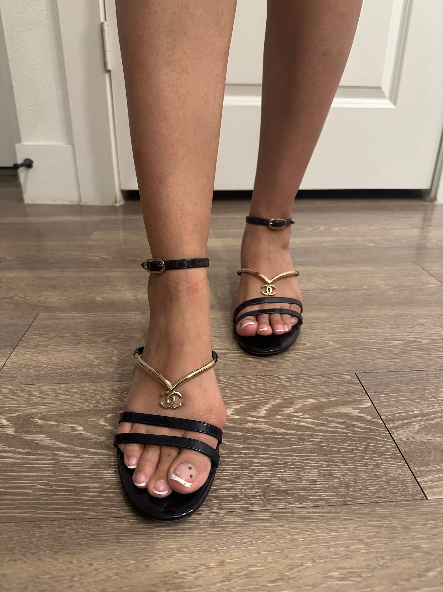 Chanel Kitten Heel Sandals Size 36