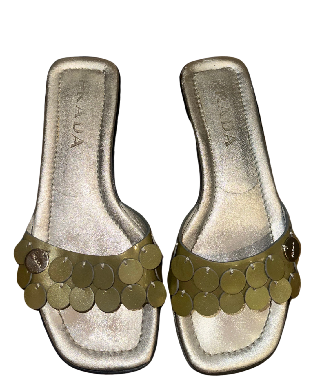 Prada Green Sequin Sandals Size 35