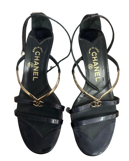 Chanel Kitten Heel Sandals Size 36